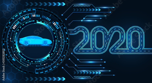 2020 Written Stylized For a Road. Car service. GUI Diagnostics Check vehicle parameters. illustration