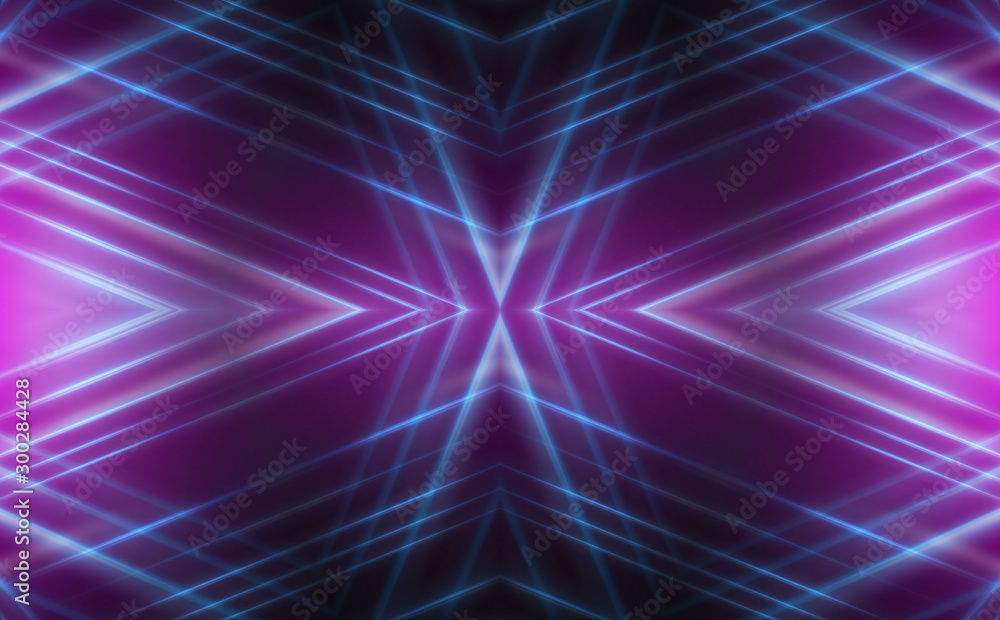 Dark abstract futuristic background. Neon lines glow. Neon lines, shapes. Multi-colored glow, blurry lights, bokeh. Empty stage background Dark abstract futuristic background. Neon lines glow. Neon lines, shapes. Multi-colored glow, blurry lights, bokeh. Empty stage background