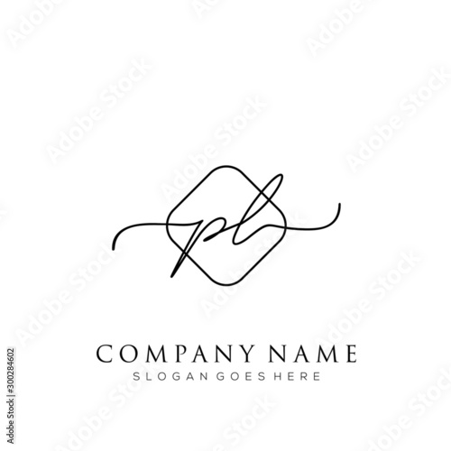 PL initial logo signature vector Handwriting concept logo template