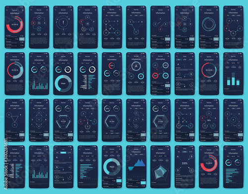 Different UI, UX, GUI screens and flat web icons for mobile apps