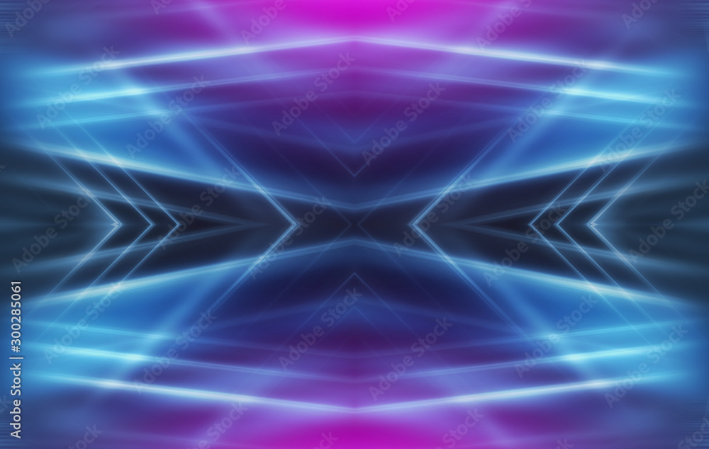 Dark abstract futuristic background. Neon lines glow. Neon lines, shapes. Multi-colored glow, blurry lights, bokeh. Empty stage background Dark abstract futuristic background. Neon lines glow. Neon lines, shapes. Multi-colored glow, blurry lights, bokeh. Empty stage background
