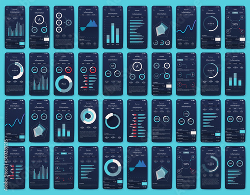 Different UI, UX, GUI screens and flat web icons for mobile apps