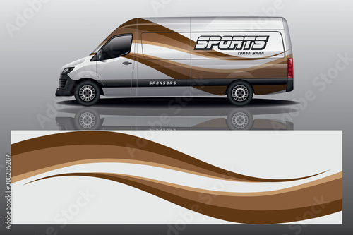 Van Car decal wrap design vector. Graphic abstract stripe racing background kit designs for vehicle, race car, rally, adventure and livery - Vector