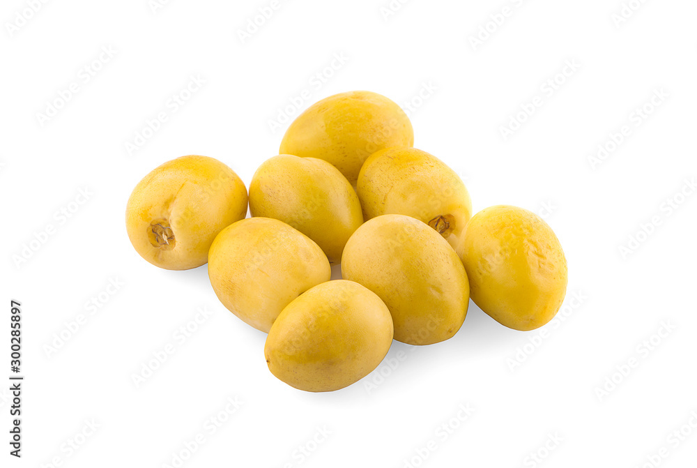 yellow raw date palm isolated on white background yellow raw date palm isolated on white background