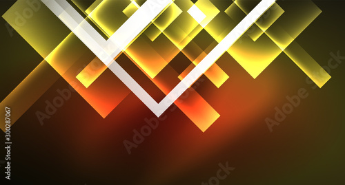 Shiny neon design square shape abstract background. Retro vector abstract design banner template