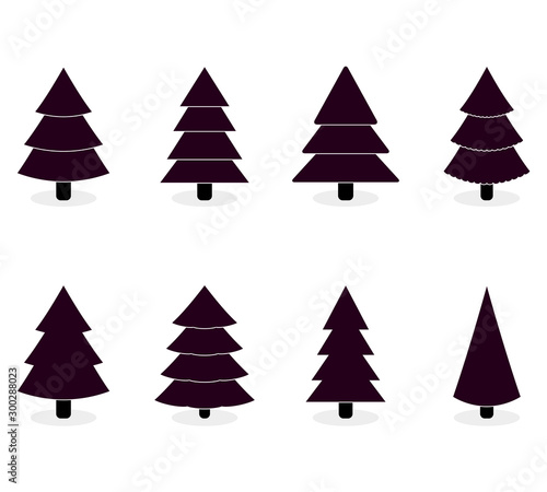 Xmas tree black white color to holiday design