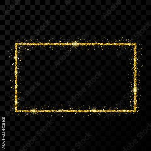 Gold glitter frame with shiny sparkles