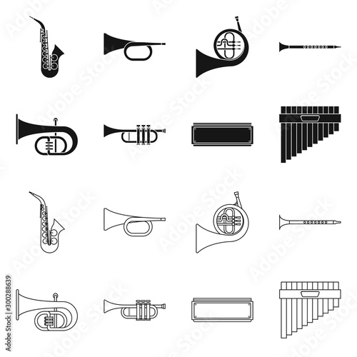 Vector illustration of concert and classical symbol. Set of concert and equipment vector icon for stock.