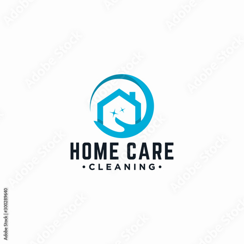 home cleaning care logo flat