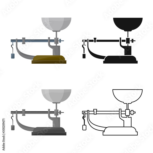 Vector illustration of scales and balance symbol. Web element of scales and equipment vector icon for stock.