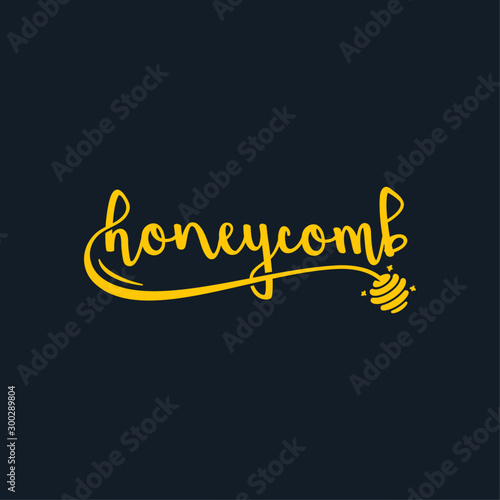 honeycomb logo typography flat yellow