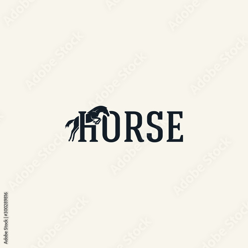 horse jump logo typography flat
