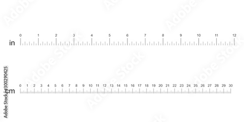 Fotografie, Obraz Rulers Inch and metric rulers
