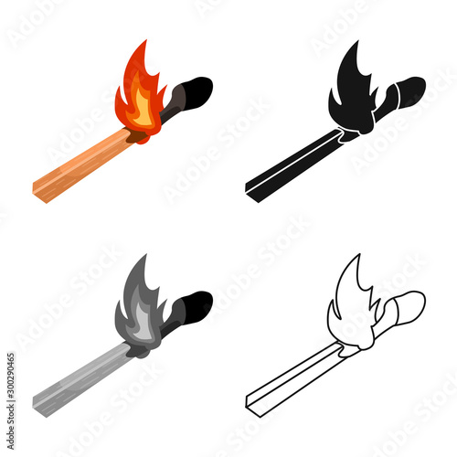 Vector design of matchstick and match symbol. Web element of matchstick and fire stock vector illustration.