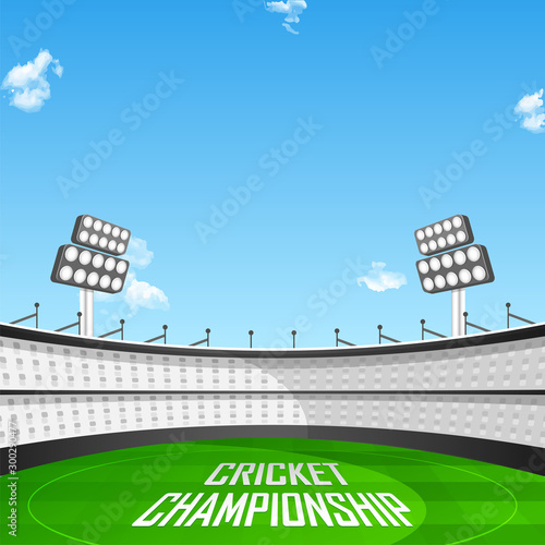View of a Stadium for Cricket Championship Concept.
