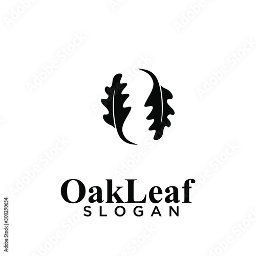 oak leaf letter o black logo icon design vector