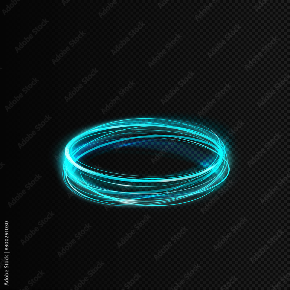 Vector shining radial circles. Illustration of curved lines. Blue whirlpool with magic glow effect isolated. It can be used as a decorative element in a game and your own projects. EPS10 file. - obrazy, fototapety, plakaty 