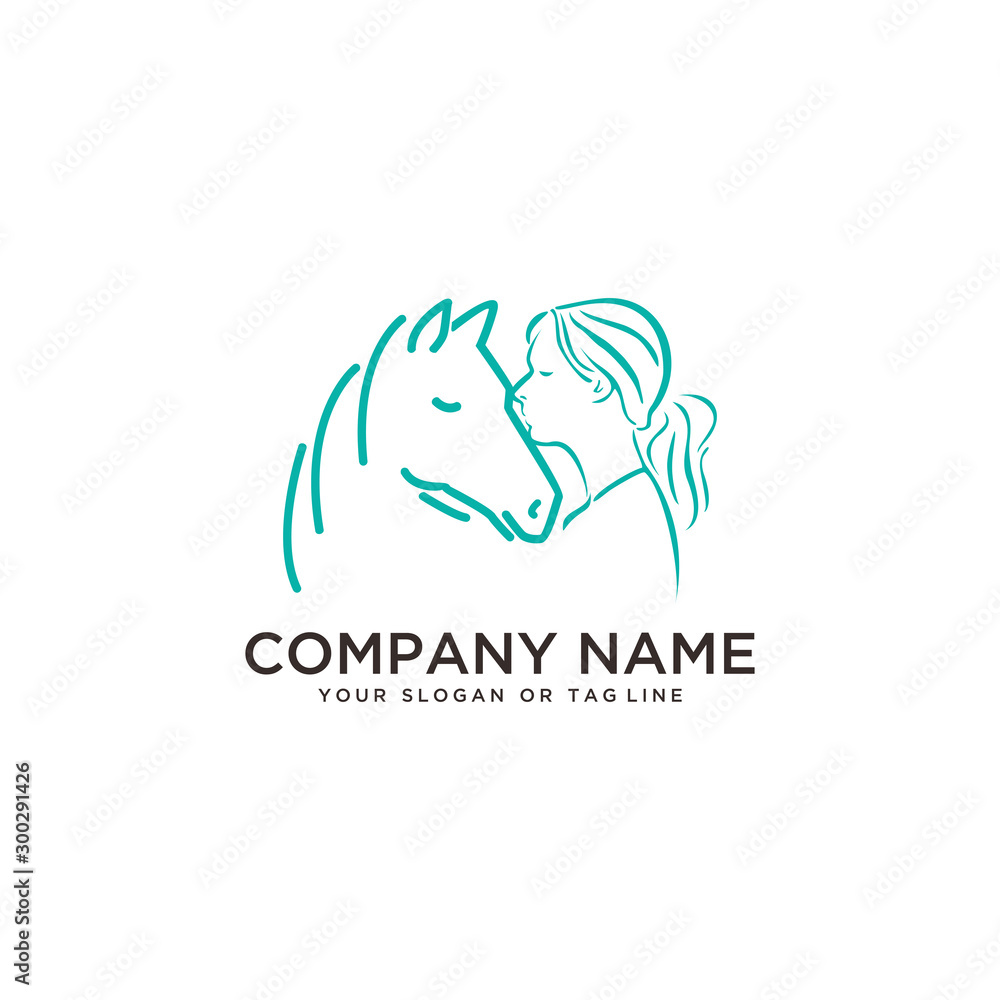 Fototapeta logo design horse care, horse training vector template
