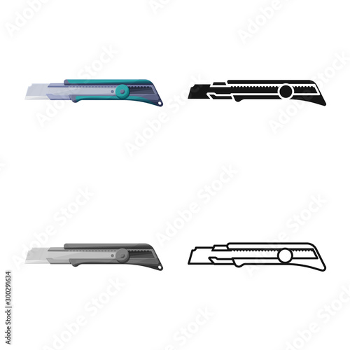 Vector design of cutter and knife logo. Graphic of cutter and penknife stock vector illustration.