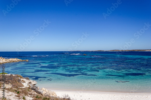 Salmon Bay on Rottnest Island with its vibrant blue waters perfect for snorkelling  Rottnest Island  Australia