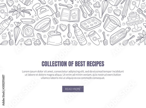 Template for a collection of the best recipes. Vector illustration on a white background.