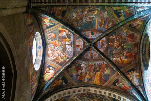 Detail of ceiling of Arezzo cathedral, Italy