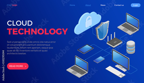 Cloud Computing Technology Isometric
