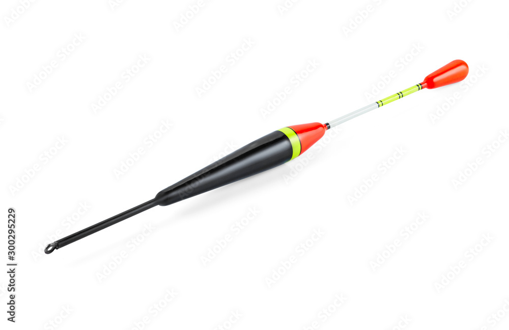 Fishing float elongated, bright contrasting color, isolated on a white background with shadows. 100 percent sharpness. Fishing float elongated, bright contrasting color, isolated on a white background with shadows. 100 percent sharpness.