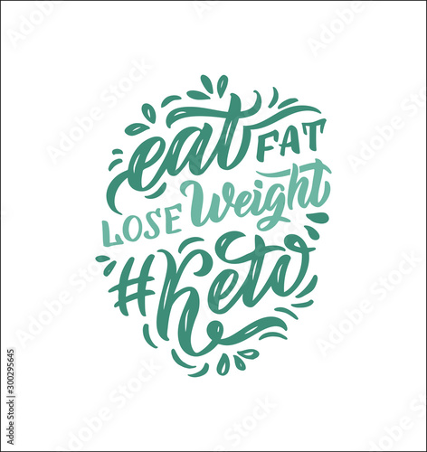 Hand drawn logo phrase for ketogenic diet. Weight Keto