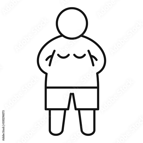 Young overweight boy icon. Outline young overweight boy vector icon for web design isolated on white background