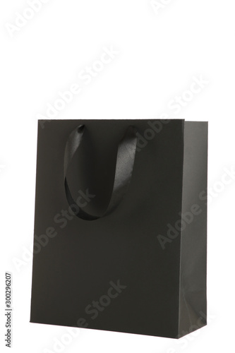 Black shopping bag isolated on white background.