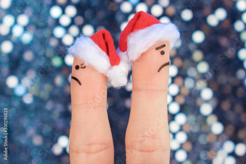 Cuadro en lienzo Fingers art of couple celebrates Christmas