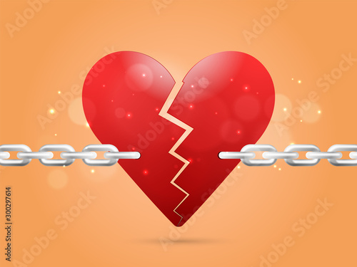 Broken Heart for Valentine's Day concept.