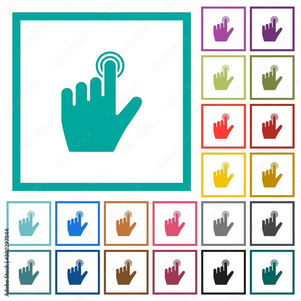 Obraz premium left handed clicking gesture flat color icons with quadrant frames