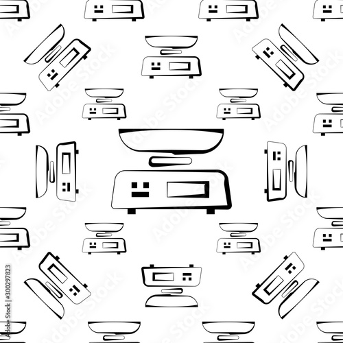 Kitchen Weight Scale Icon Seamless Pattern