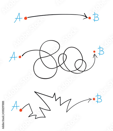 Line from point A to point B. Vector drawing