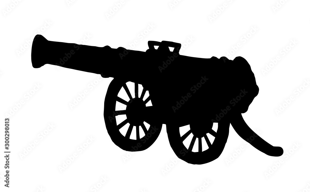 Fototapeta premium Ancient iron cannon. Vector drawing