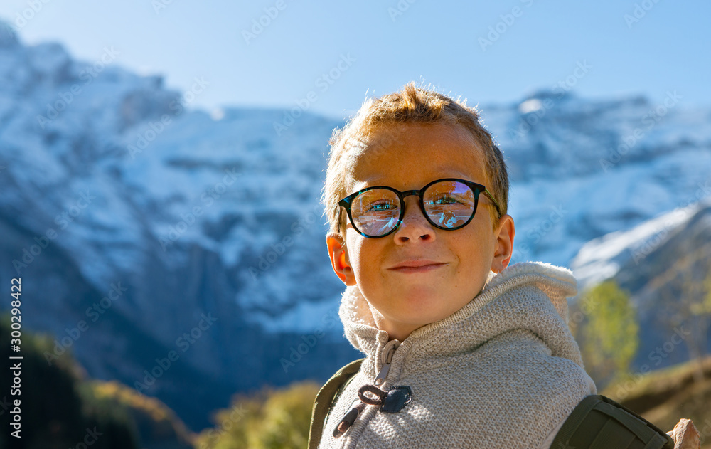 portrait of a young child in the mountain