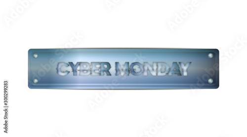 Cyber monday vector file banner, with metal gradient, easy editable. For social posts, advertising, scalable.	