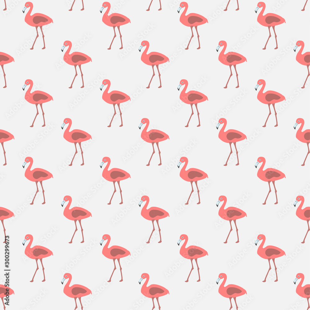 Obraz premium Seamless pattern with pink flamingos