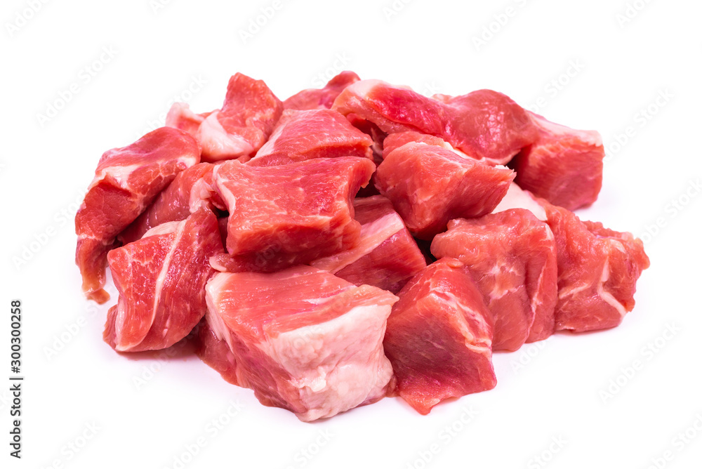 Fresh raw pork pieces isolated. Fresh raw pork pieces isolated.