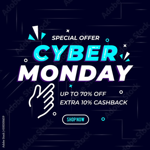 Cyber monday sale poster background vector