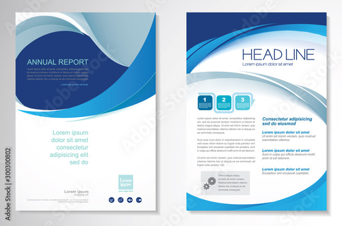 Template vector design for Brochure, AnnualReport, Magazine, Poster, Corporate Presentation, Portfolio, Flyer, infographic, layout modern with blue color size A4, Front and back, Easy to use and edit.