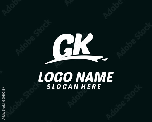 GK Initial with splash logo vector