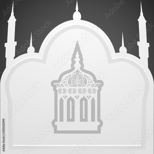 Ramadan Kareem celebration with islamic mosque.