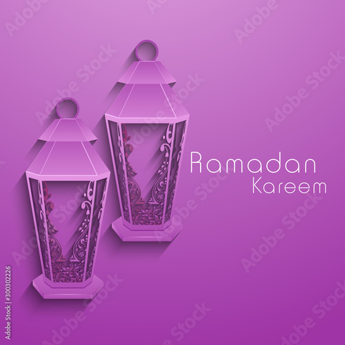 Ramadan Kareem celebration with traditional arabic lamps.