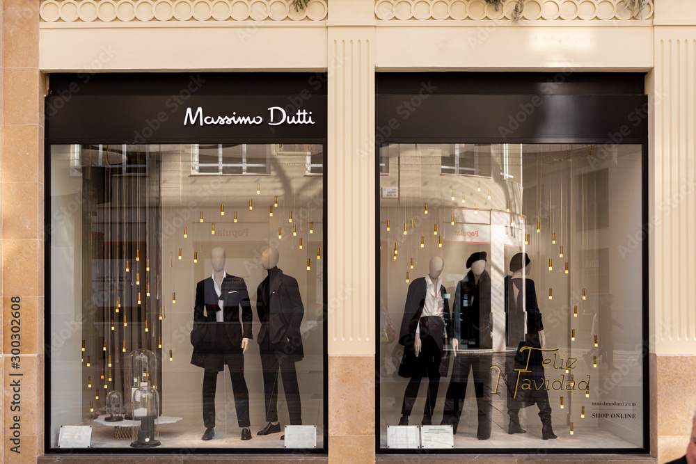 Massimo Dutti display window. Massimo Dutti fashion boutique store front  Stock Photo | Adobe Stock