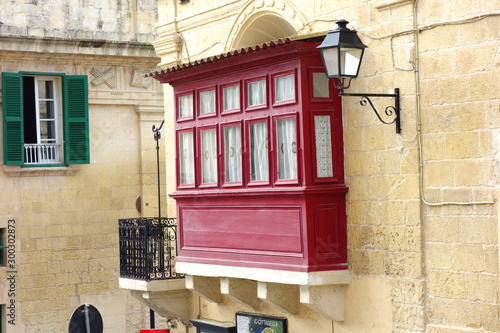 Maltese gallarija, traditional enclosed wooden balcony photo