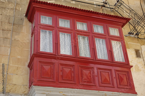 Maltese gallarija, traditional enclosed wooden balcony photo
