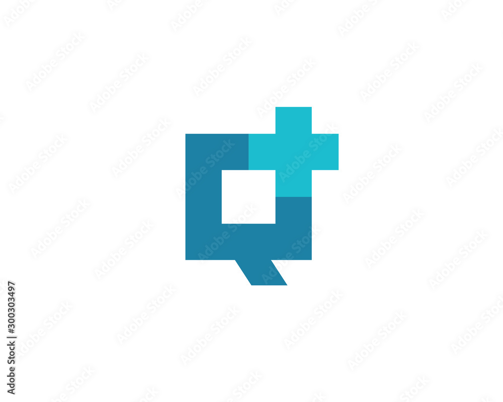 Letter Q cross plus medical logo icon design template elements Letter Q cross plus medical logo icon design template elements